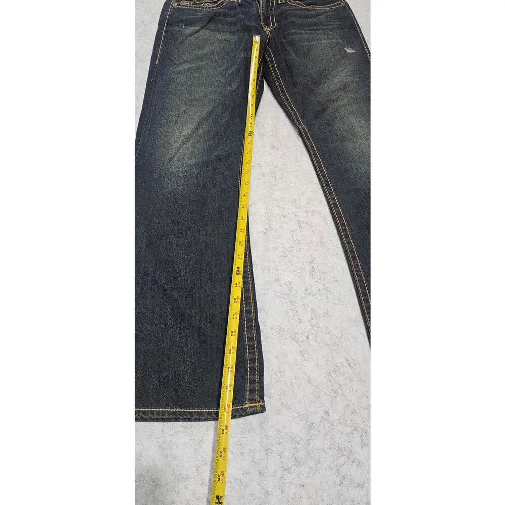 True Religion Men's Dark Wash Contrast Stitch Jeans Size 34 USA Made